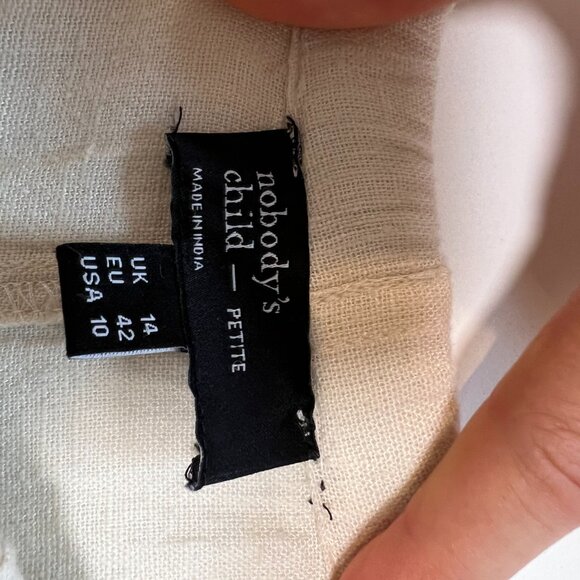 Nobody's Child Cream Linen-blend Wide Leg Shona Trousers - US10 Petite - Picture 4 of 6